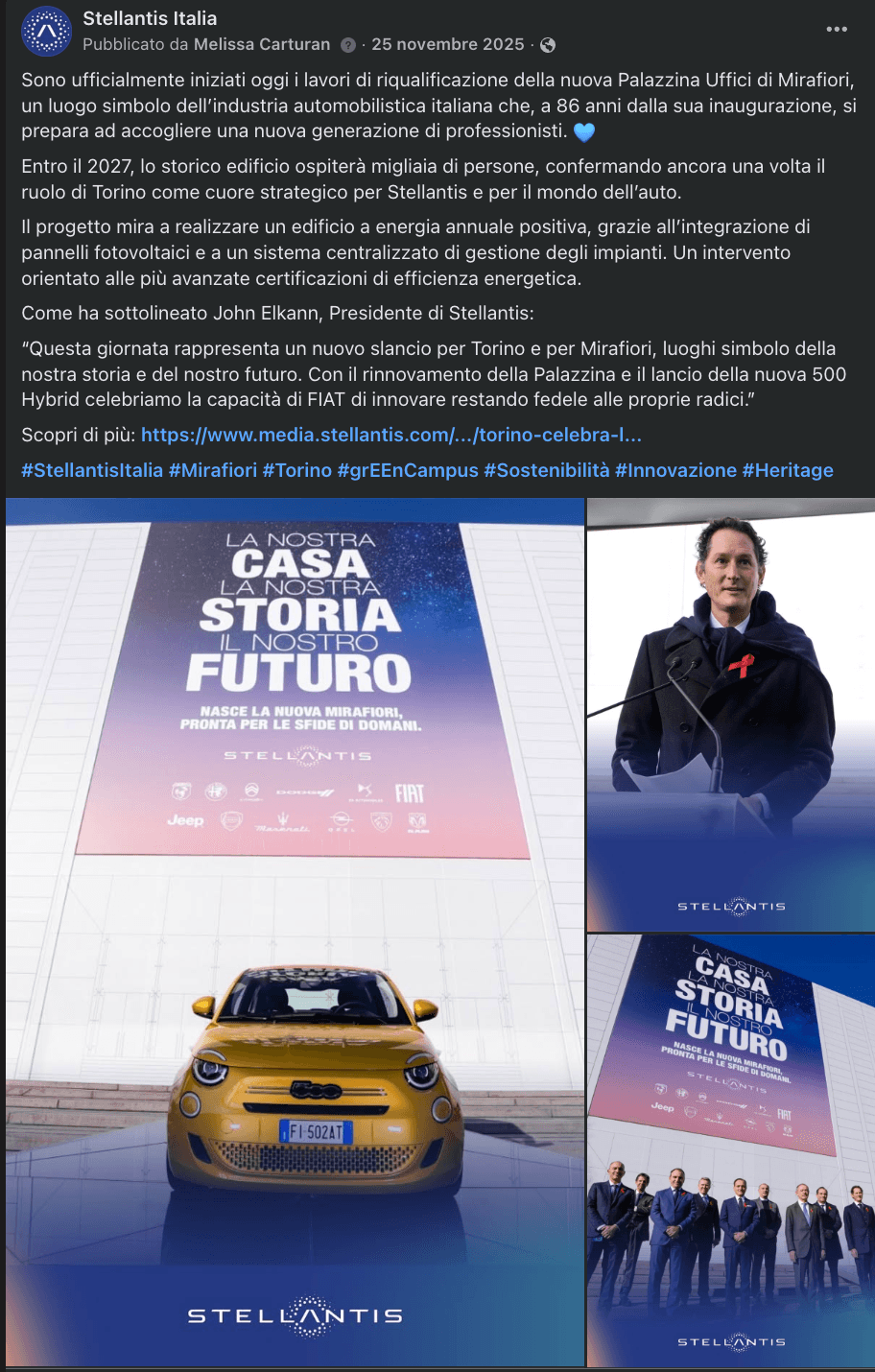 Post Instagram Stellantis Italia